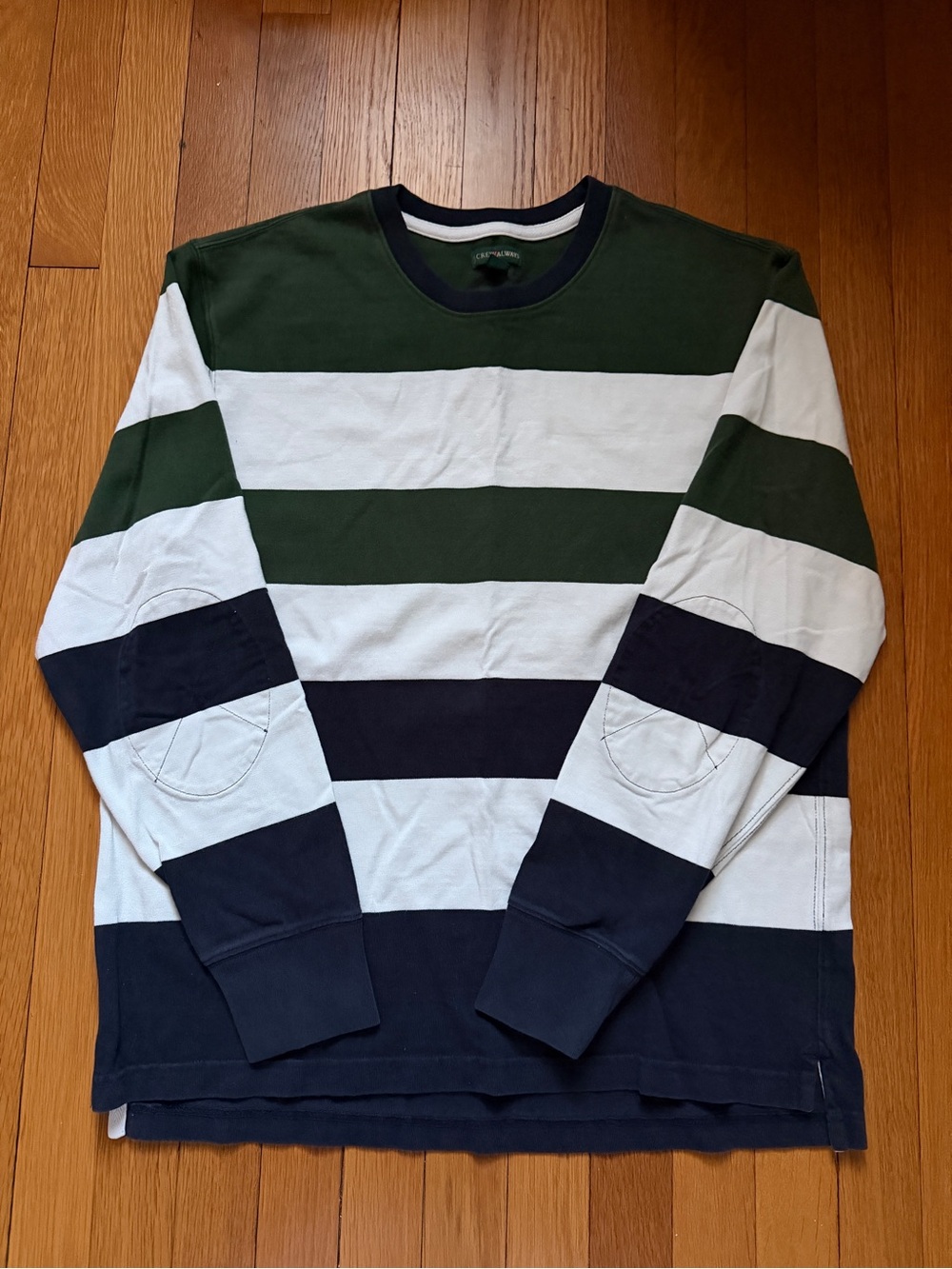 J Crew Men's Striped Long-Sleeve Rugby Shirt - Green, Navy & White